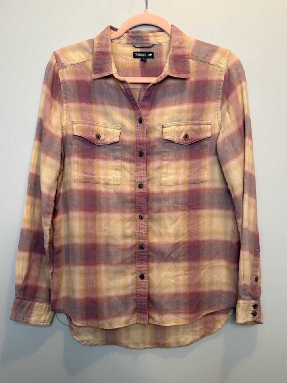 Toad&Co Women's Re-Form Flannel Plaid Button Down Shirt Medium Sustainable